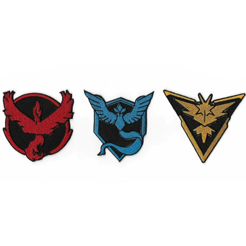 Pokémon Patch Set (3 Inch) Iron-on Badges Team Valor, Mystic