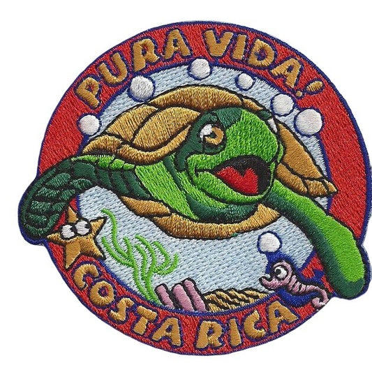 Pura Vida Costa Rica Patch (3.2 Inch) Iron-on Badge Travel Souvenir Emblem Perfect for Backpacks, Jackets, Hats, Bags, Crafts, Gift Patches