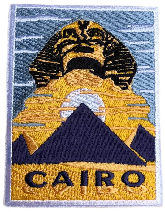 Cairo Egypt Patch (3.5 Inch) Iron-on / Sew-on Badge Travel Souvenir Sphinx Giza Pyramids Emblem Perfect for Luggage, Backpacks, Gift Patches
