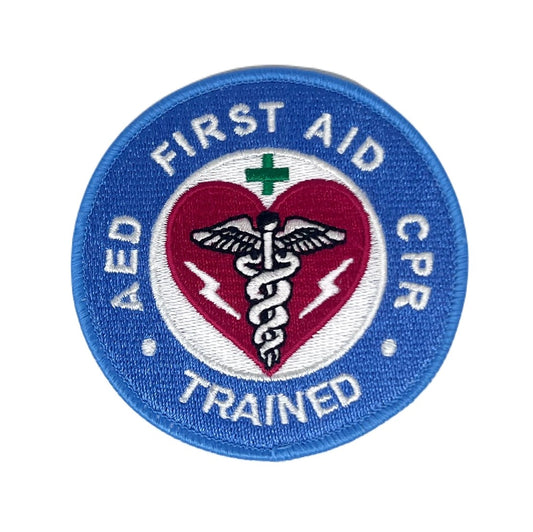 First Aid AED CPR Trained 100% Embroidered Patch Workplace Health & Safety  - F 150