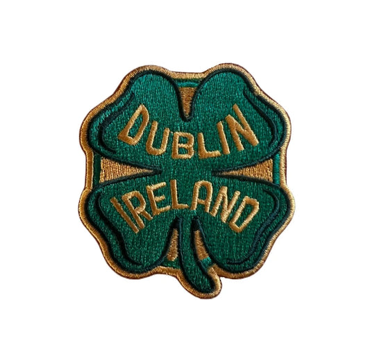 Dublin Patch (3 Inch) Irish 4 Leaf Clover Iron/Sew-on Badge Ireland Lucky Irish Emblem DIY Costume, Gift Patches