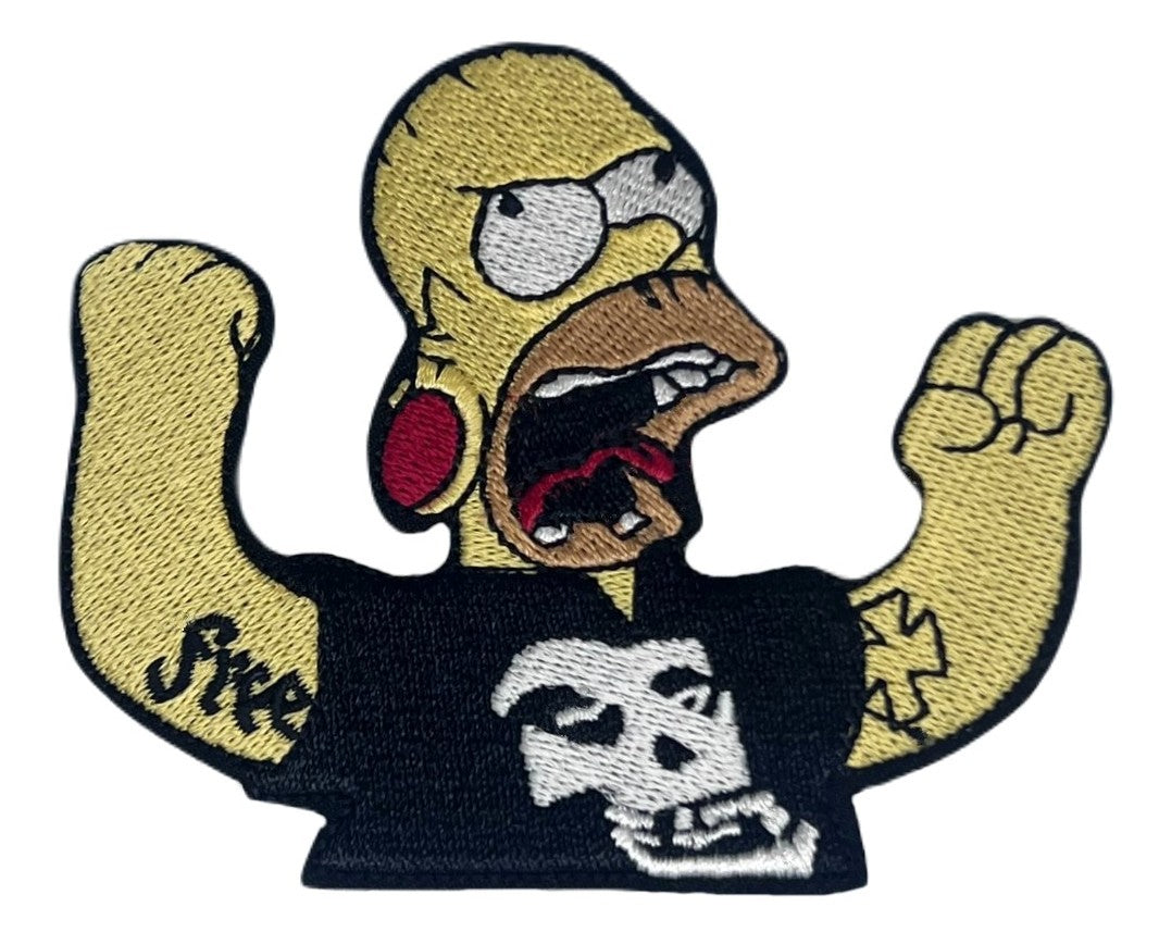 Homer Simpson Misfits in Metal we Trust Patch (3.5 Inch) Iron or Sew-on Badge Party Hard Rockabilly Biker Retro Cartoon Gift Patches