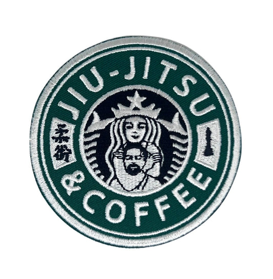 Jiu Jitsu and Coffee Patch (3 Inch) Iron or Sew-on Badge Grappling Barista BJJ Kimono GI, Gym Bag, Cap, Shirt, DIY Martial Arts Gift Patches