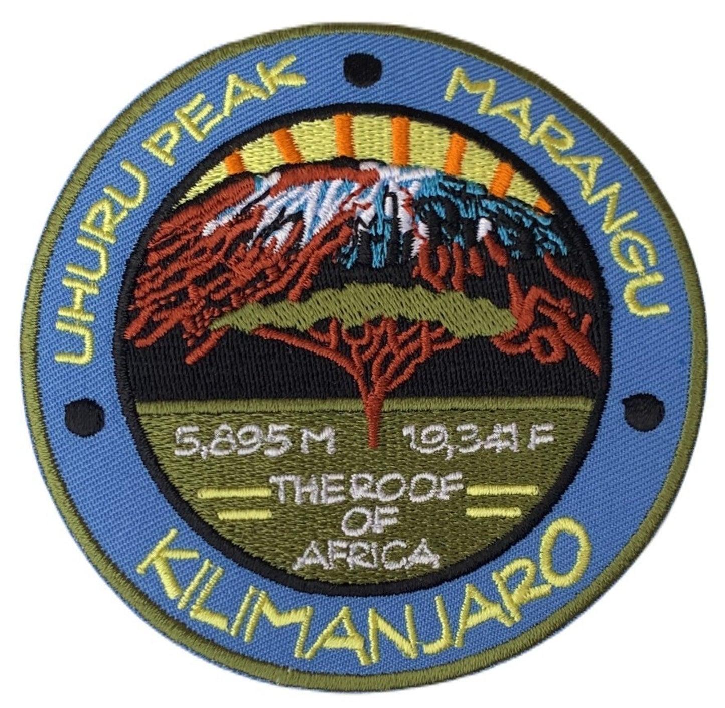 Mount Kilimanjaro Uhuru Peak Tanzania Marangu Route Patch (3.5 Inch) Iron-on or Sew-on Badge The Roof of Africa Souvenir Emblem Gift Patches