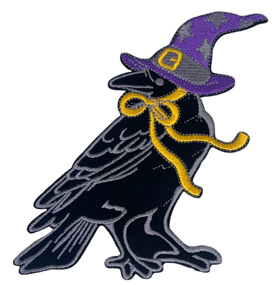 Magic Raven Patch (6 Inch) Large Black Velvet Embroidery Iron or Sew-on Badge Applique Merlin Costume Witch Cosplay Cloak Robe Gift Patches