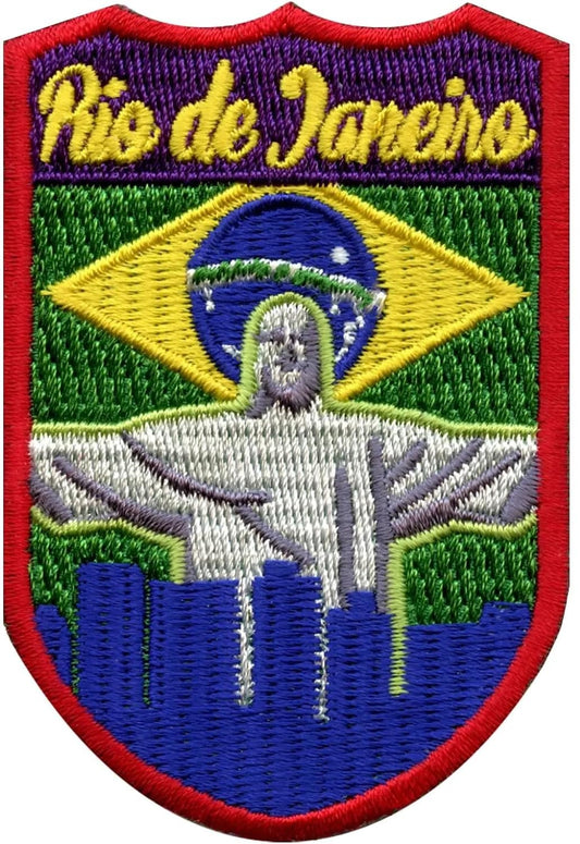 Rio de Janeiro Shield Patch (3 Inch) Iron-on Badge Travel Brazil Souvenir Emblem Christ the Redeemer Patches