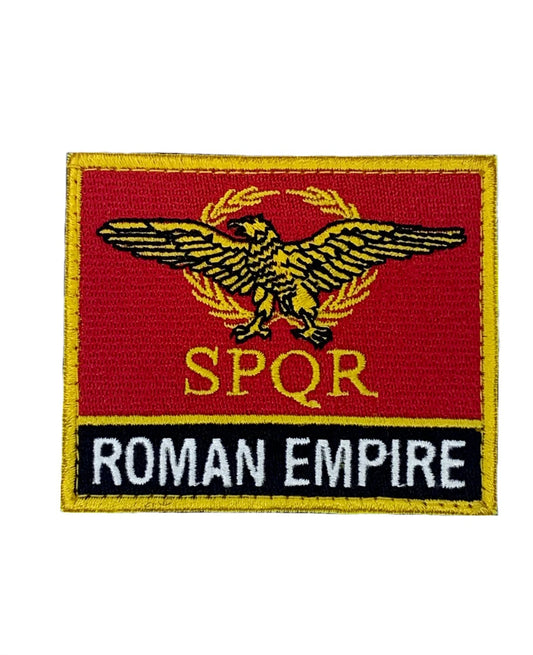 SPQR Ancient Roman Empire Golden Eagle Flag Patch (3 Inch) Hook and Loop Velcro Badge Lost Legion Rome Soldier Golden Eagle Flag Costume Patches