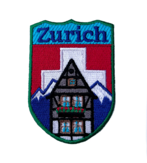 Zurich Switzerland Patch (3 Inch) Iron/Sew-on Badge Colorful Embroidery Euro Trip Adventure Perfect for Backpacks Bags Hats, Jackets Skiing