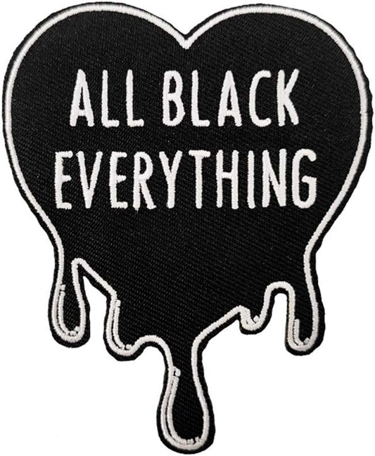 All Black Everything Patch (3.5 Inch) Iron/Sew-On Badge Goth Heart Gothic Horror Emblem DIY Patches