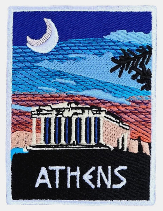 Athens Greece Patch (3.5 Inch) Embroidered Iron/Sew-on Badge Greek Island Travel Emblem DIY Backpack, Jacket, Cap, Shirt Bag Gift Patches