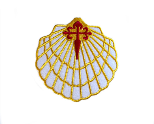 Camino Patch (3.5 Inch) Iron/Sew-on Badge Saint James Way Emblem Europe Trek Scallop Shell Pilgrimage Travel Souvenir Crest Gift Patches