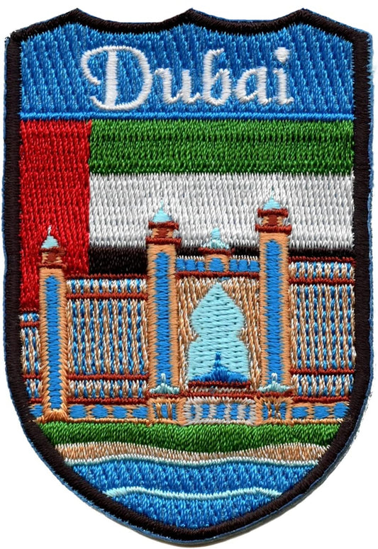 Dubai Shield Patch (3 Inch) Iron-on Badge Travel United Arab Emirates UAE Souvenir Emblem for Backpacks, Hats, Bags, Crafts DIY Gift Patches