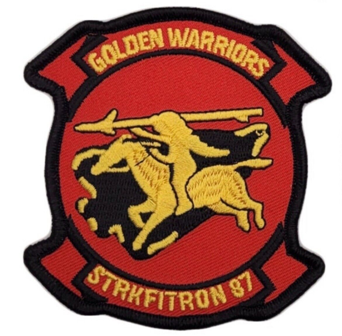 Top Gun Golden Warriors Patch (3.5 Inch) Velcro Badges Rooster US Navy Fighters Weapon School Flight Suit Costume Patches