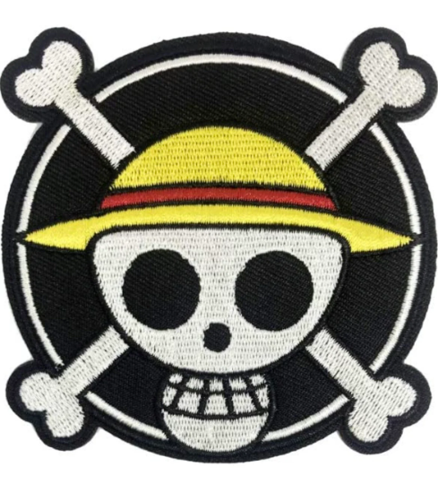 One Piece Anime Straw Hat Pirates Patch (3 Inch) Hook and Loop Velcro Badge Luffy Costume Emblem Crest Backpack, Shirt, Jacket, Gift Patches