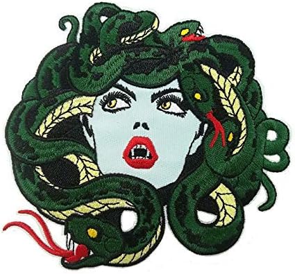 Medusa Patch (5 Inch) Iron/Sew-On Badge Horror Myth Of Olympus Monster Snakes Head Emblem DIY Patches