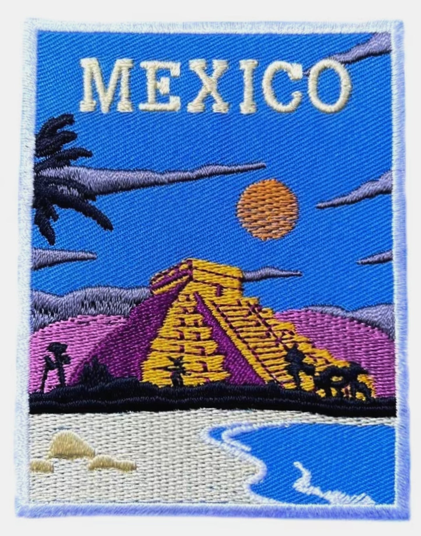 Mexico Patch (3.5 Inch) Iron-on/Sew-on Badge El Castillo Mayan Temple Travel Souvenir Emblem Chichen Itza Yucatan Crest DIY Gift Patches