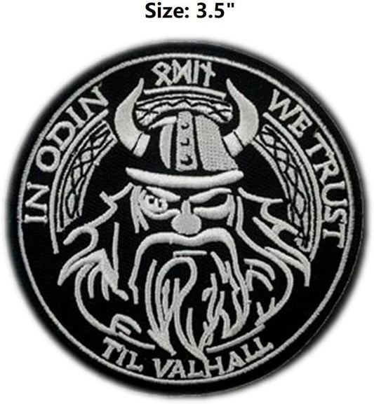 In Odin We Trust Viking Valhalla Patch (3.5 Inch) Iron/Sew-on Badge Norse Mythology God-of-War Tactical Crest DIY Gift Patches