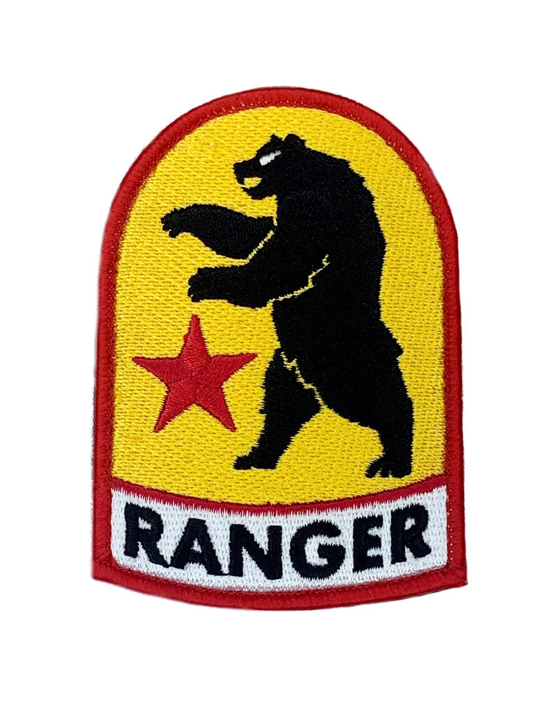 California Republic Bear Ranger Patch (3.6 Inch) Hook and Loop Velcro Badge Breakaway State Bear Flag La República de California The Bear Republic DIY Costume Patches
