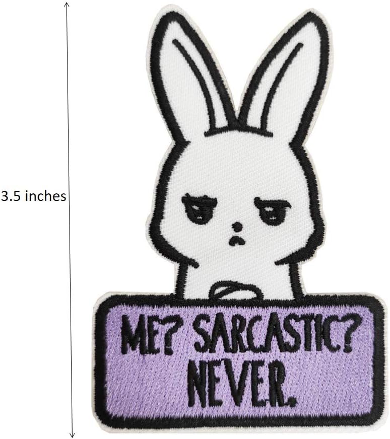 Sarcastic Bunny Rabbit Patch (3.5 Inch) Iron/Sew-on Badge Funny Meme Emblem Gift Patches
