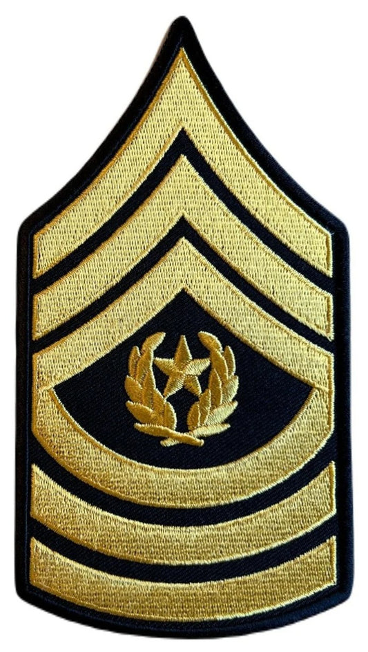 Sergeant Major Rank Army Patch (5.5 Inch) American Khaki Stripes Embroidered Iron/Sew-on Badge SGT Military Uniform