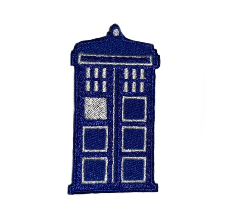 Tardis Phone Booth Patch (2.75 Inch) Iron or Sew on Badge Dr Who Police Box Retro TV show DIY Costume Patches