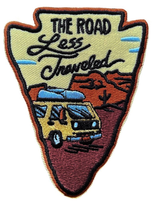 The Road Less Traveled Patch (3.5 Inch) Iron-on or Sew-on Badge Travel Souvenir Emblem Hiking Backpack Van Camping Trek Trails Gift Patches
