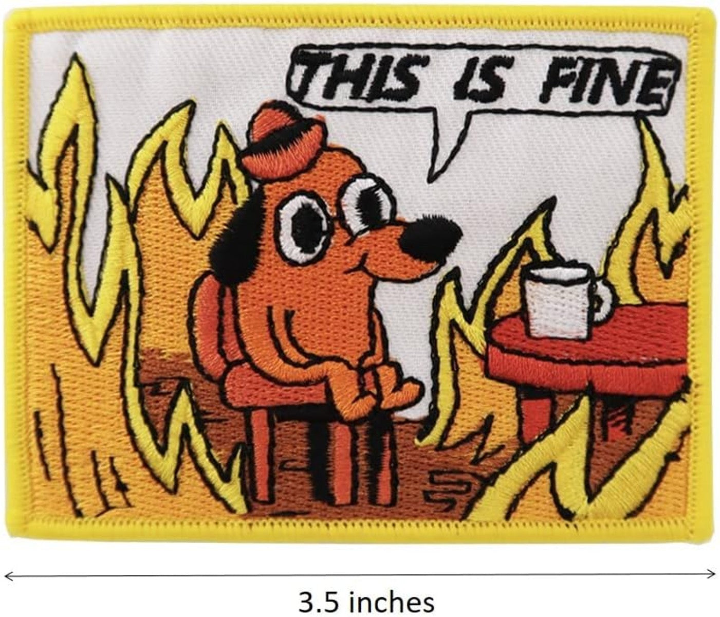 This is Fine Patch (3.5 Inch) Velcro Hook and Loop Badge Funny Dog Meme Emblem Gift Patches