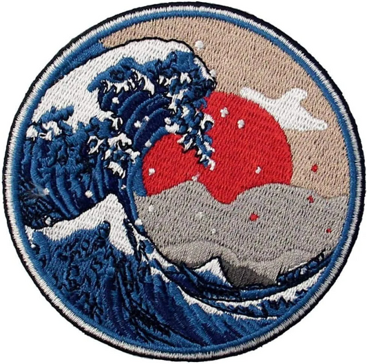 The Great Wave off Kanagawa Japan Patch (3.5 Inch) Embroidered Iron/Sew-on Badge Japanese Travel Souvenir