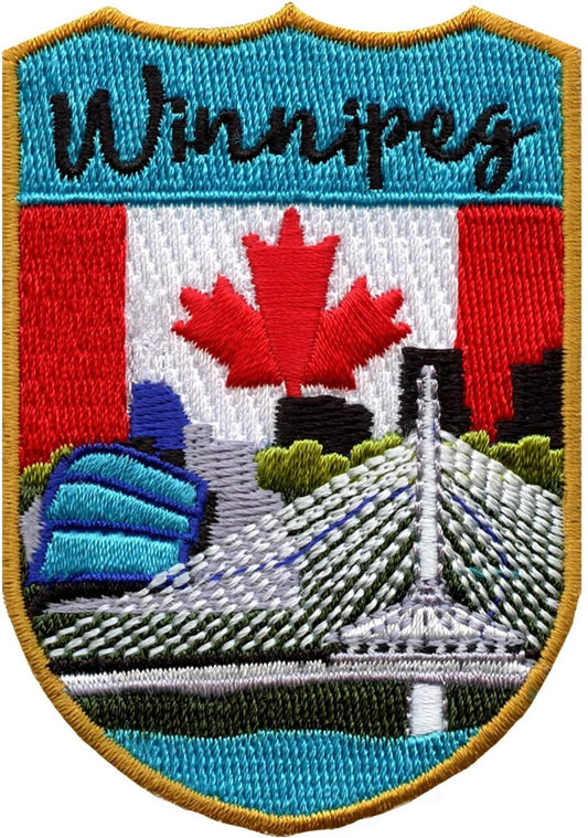 Winnipeg Shield Patch (3 Inch) Iron-on Badge Travel Canada Souvenir Emblem Perfect for Backpacks, Jackets, Hats, Bags, Crafts, Gift Patches
