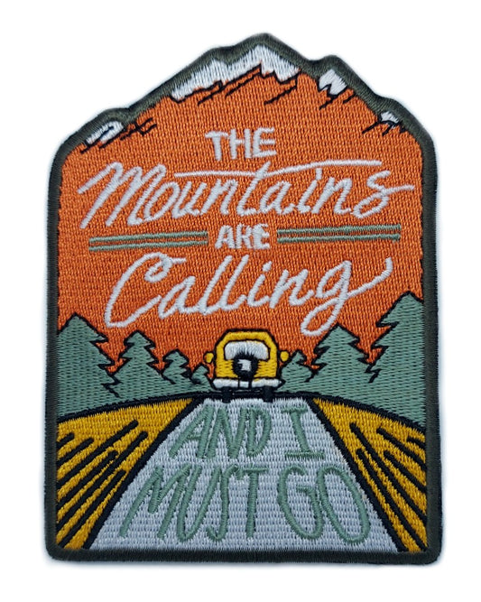 The Mountains are Calling And I Must Go Patch (4 Inch) Iron-on Badge Explore Nature Wilderness