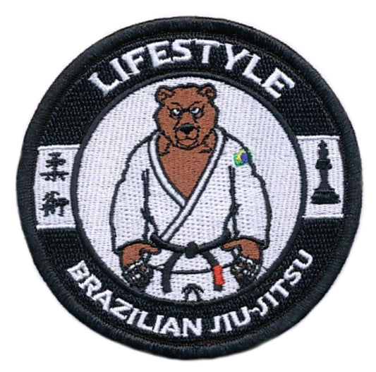 Brazilian Jiu Jitsu Lifestyle Patch (3.5 Inch) BEAR Black Belt Iron-on Badge BJJ