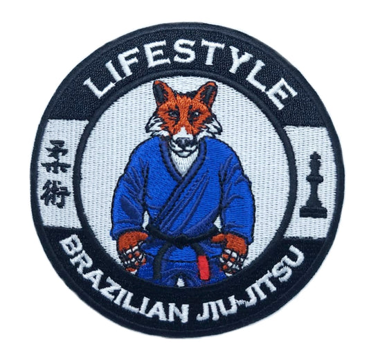 Brazilian Jiu Jitsu Lifestyle Patch (3.5 Inch) Clever Fox Embroidered Iron/Sew-on Badge BJJ Black Belt Kimono