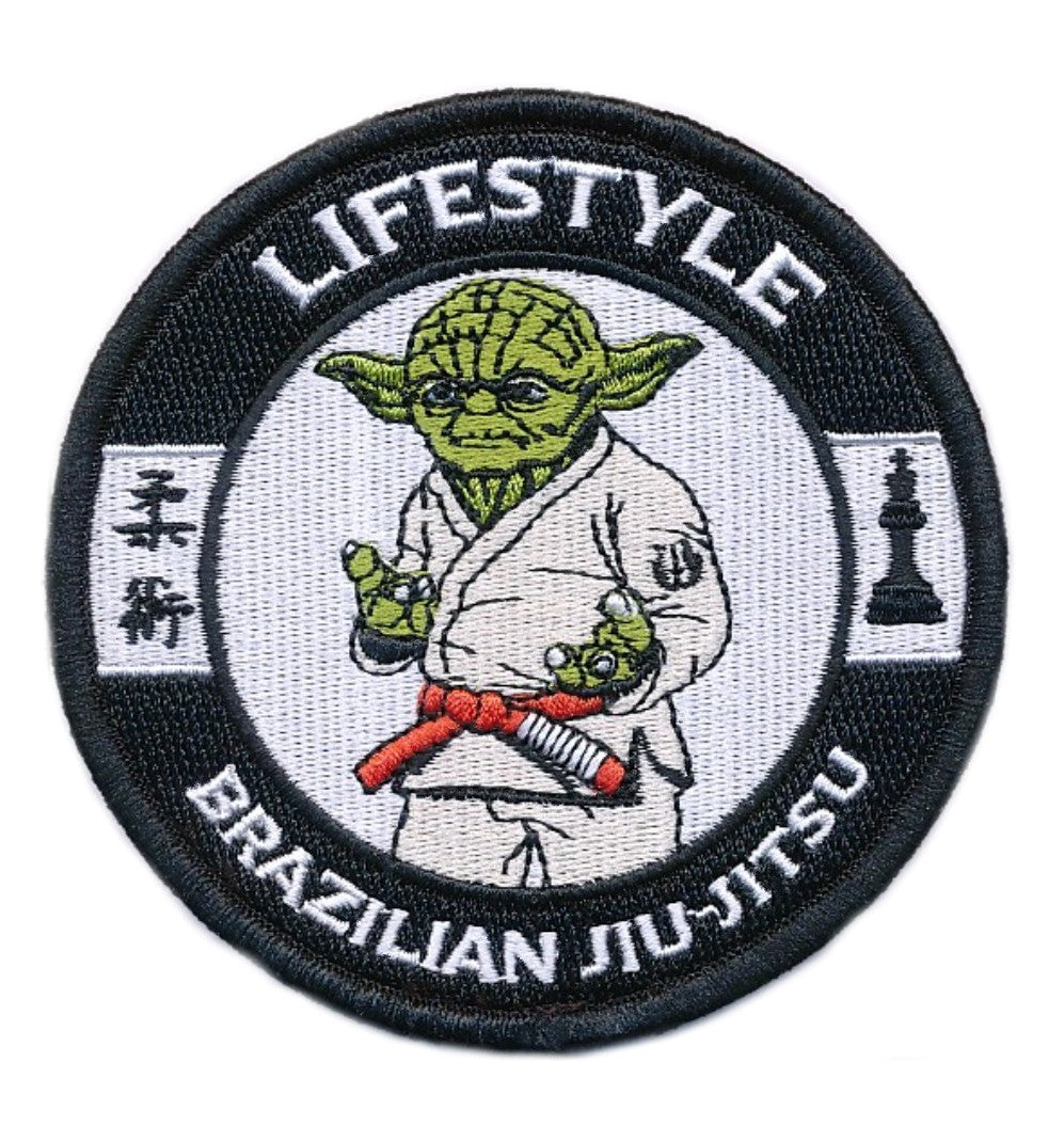 Brazilian Jiu Jitsu Lifestyle Patch (3.5 Inch) Master Yoda Coral Belt Iron-on Badge BJJ