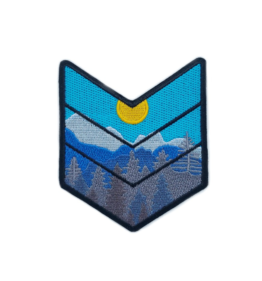 Mountain Wilderness Chevron Patch (3.75 Inch) Iron/Sew-on Badge Explore Nature Hiking Forest Adventures