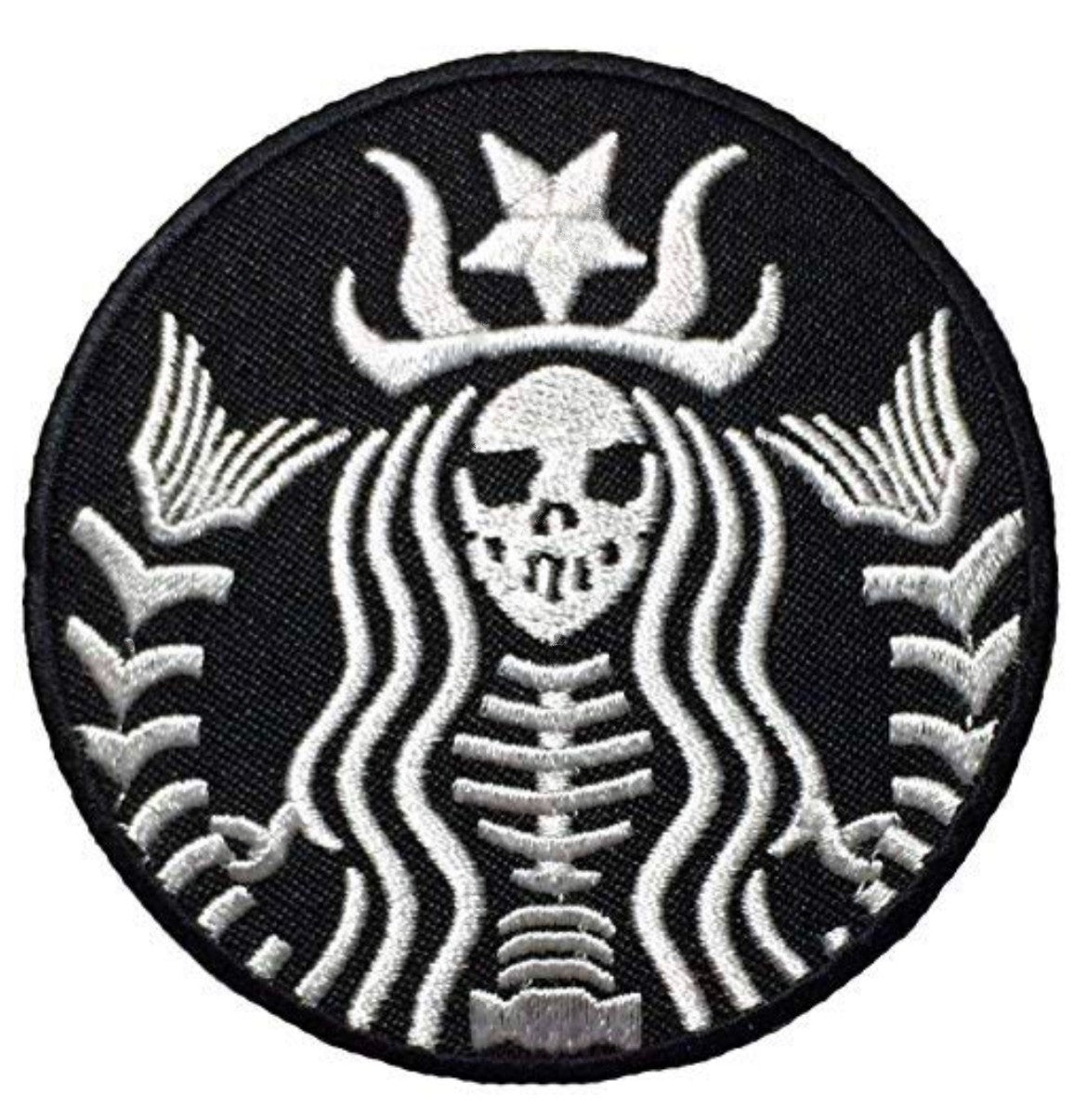 Dead Barista Patch (3 Inch) Iron-on Badge Starbucks Coffee Zombie Mermaid Cafe Skull Skeleton