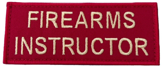 Firearms Instructor Patch (4 Inch) Red Embroidered Velcro Badge (Hook + Loop) Multi Use / Tactical / Uniform Patches