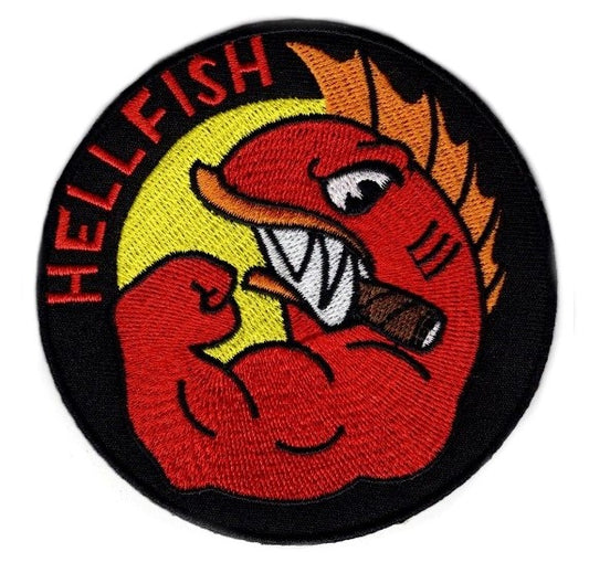 Hellfish Patch (3.5 Inch) Curse of the Flying Hell Fish Badge Granpa WW2 The Simpsons Patches