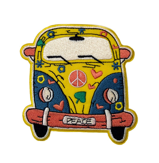 Hippie Peace Bus Patch (3.5 Inch) Colorful Embroidery - Iron-on or Sew-on Badge Van Life Travel Glamping