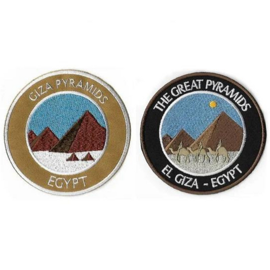 Giza Pyramids Egypt Patch (x2) Iron-on Badges (3.5 Inches)