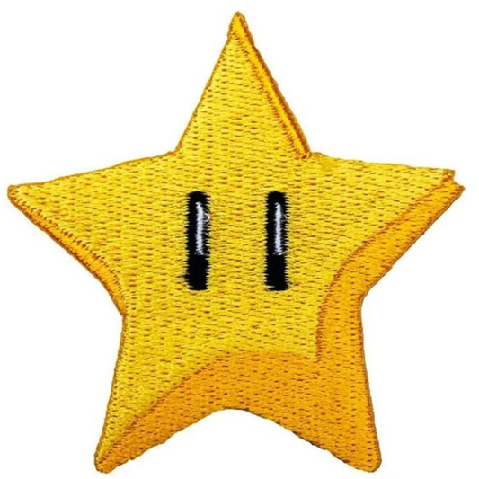 Gold Star Patch (2 Inch) Super Mario Brothers Iron or Sew-on Badges Cartoon DIY Costume Patches