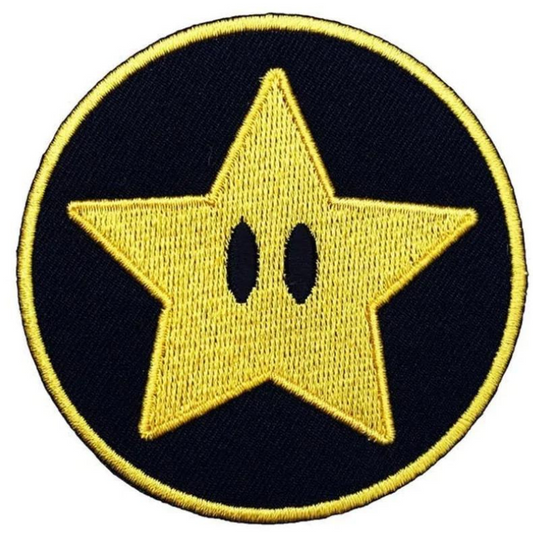 Gold Star Patch (3 Inch) Super Mario Brothers Iron or Sew-on Badges Cartoon DIY Costume Patches