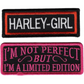 I'm Not Perfect But I'm A Limited Edition + Harley Girl Patch Set (3.5 Inch) Lady Biker Embroidered Iron/Sew-on Badge Motorcycle Biker Chick