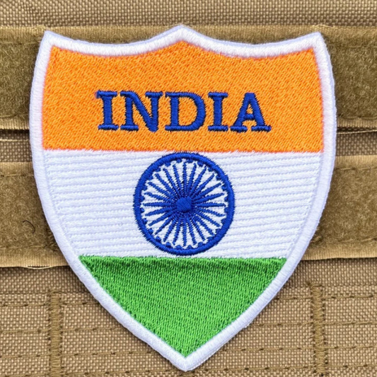India Flag Patch (3 Inch) Embroidered Badge (Hook + Loop) Heraldry Shield Crest National Badge Emblem
