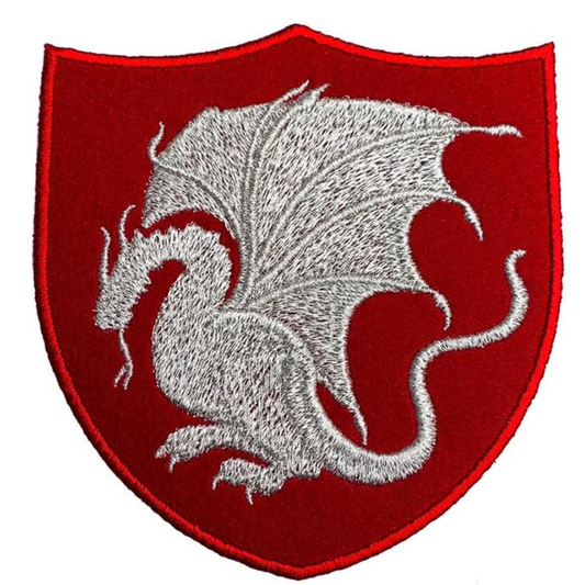 King Arthur Pendragon Patch (4 Inch) Red Velvet + Silver Embroidery Iron/Sew-on Badge Embroidered Costume Emblem Cosplay Cloak Robe Jacket