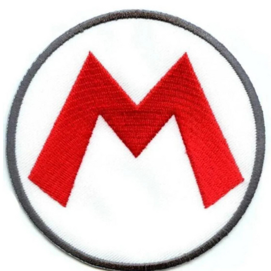 Mario M Logo Patch (3 Inch) Super Mario Brothers Iron or Sew-on Badges Cartoon DIY Costume Patches