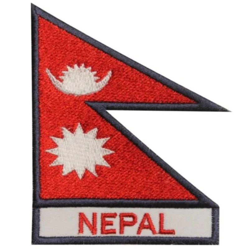 Nepal Flag Patch (3.5 Inch) Iron-on Badge