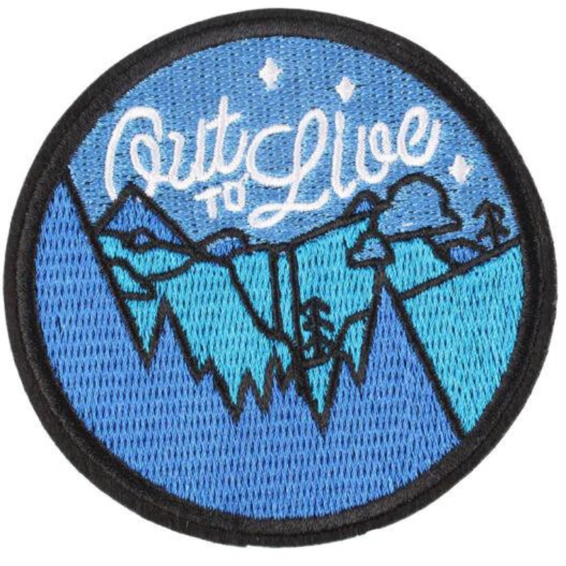 Out to Live Patch (3 Inch) Iron-on Badge Adventure Hiking Trek Trail Patches