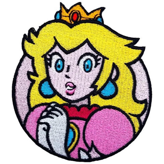 Princess Peach Patch (3 Inch) Super Mario Brothers Iron or Sew-on Badges Cartoon DIY Costume Patches