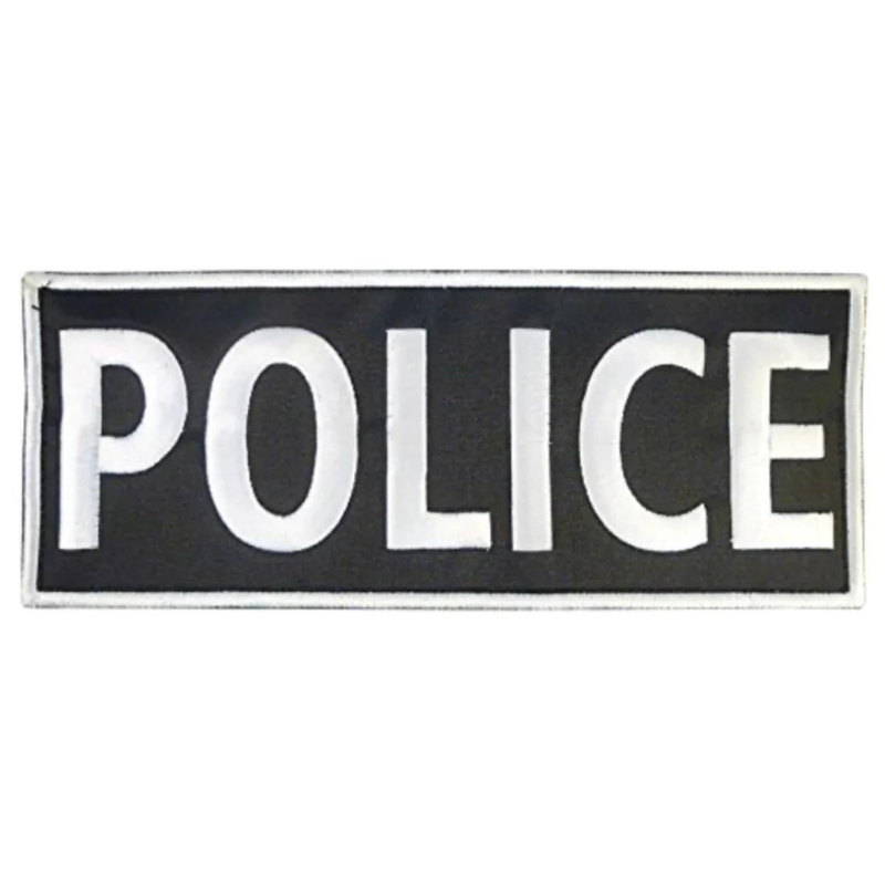 XL Police Patch (10 Inch) Black Velcro Hook and Loop Badge Costume Patches