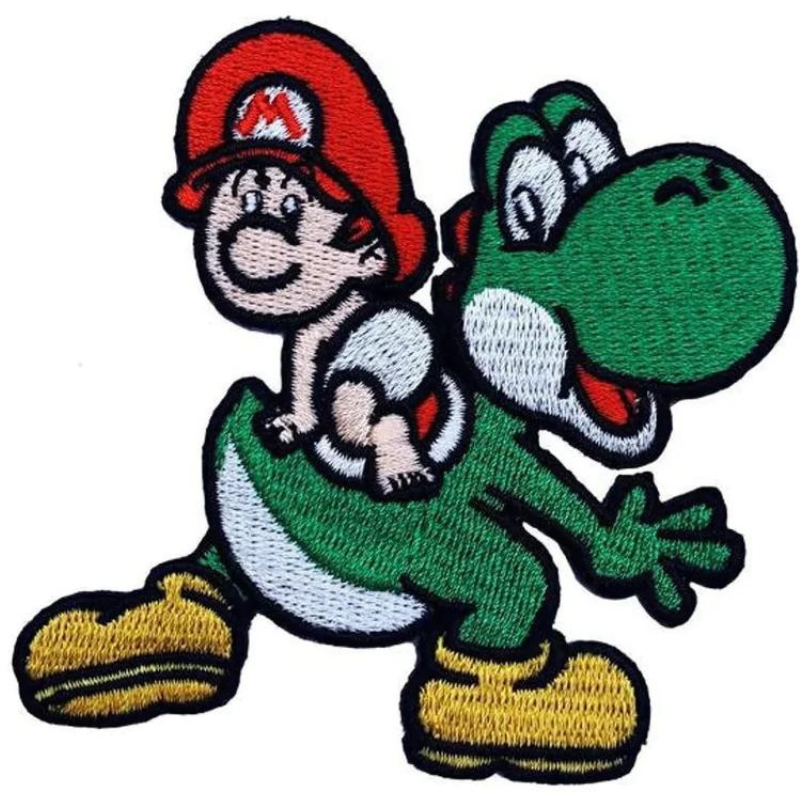 Yoshi's Island Patch (3.5 Inch) Super Mario Brothers Dinosaur Iron or Sew-on Badges Cartoon DIY Costume Patches